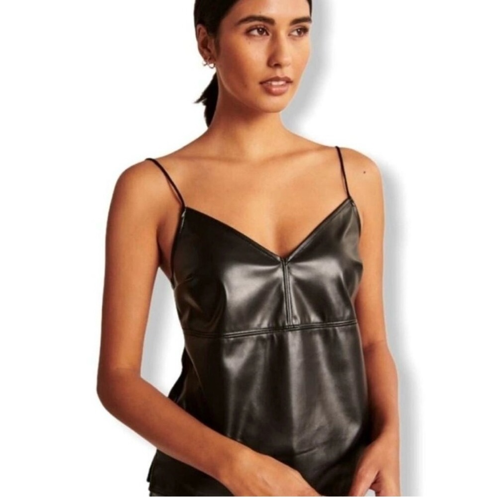 Abercrombie & Fitch Sleek Black Faux Leather Tank
